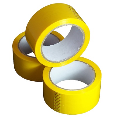 6 Rolls of Yellow Coloured Low Noise Packing Tape 50mm x 66m